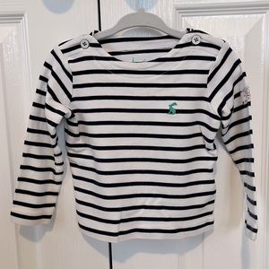 Joules Navy and White Stripe Long Sleeved Shirt